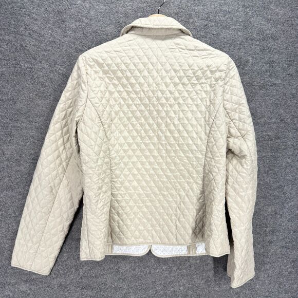 Briggs New York Quilted Jacket Women 10 Beige Button Up Collared Long Sleeve - Picture 2 of 7